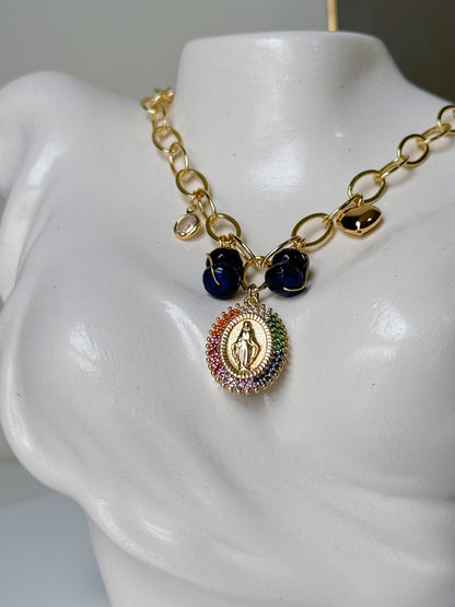 Collar Virgen de los Rayos con Piedra Ágata